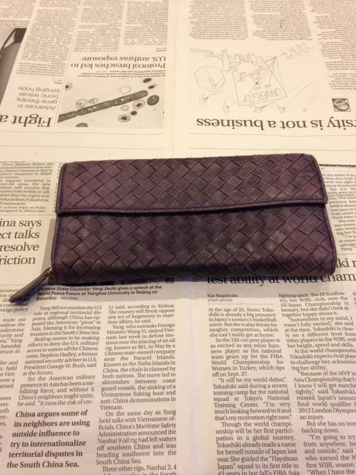 ボッテガベネタ（BOTTEGA VENETA）　財布　クリーニング＆染め直し | 革小物修理