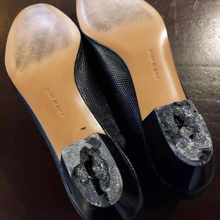 FERRAGAMO（フェラガモ）婦人靴ヒール交換＆ハーフラバーソール | 靴修理