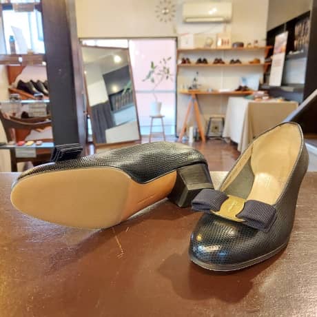 FERRAGAMO（フェラガモ）婦人靴ヒール交換＆ハーフラバーソール | 靴修理