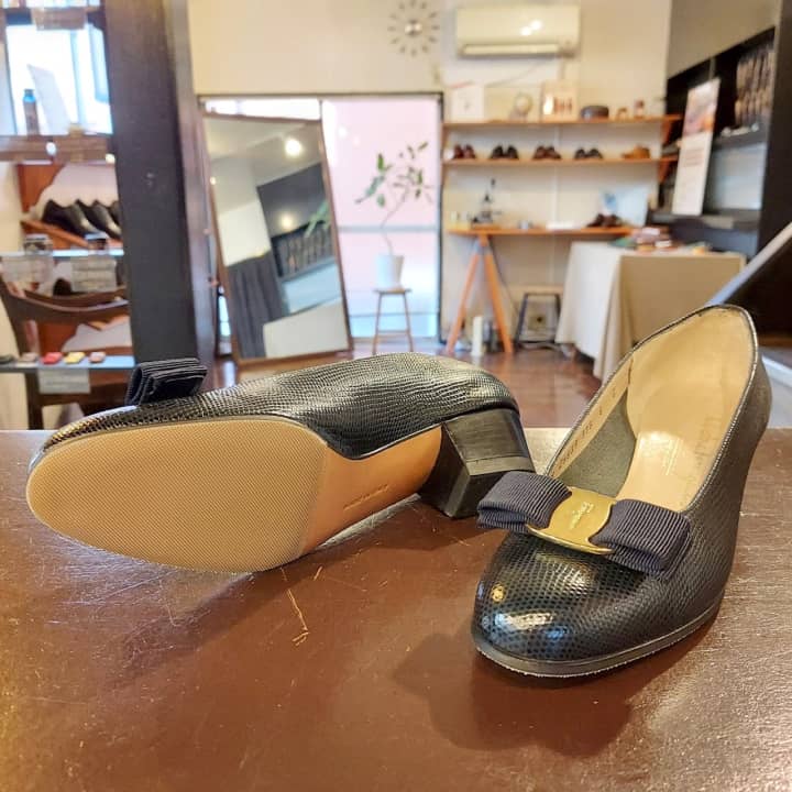 FERRAGAMO（フェラガモ）婦人靴ヒール交換＆ハーフラバーソール | 靴修理