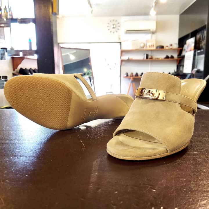 HERMES（エルメス）サンダル　ハーフラバーソール補強 | 靴修理