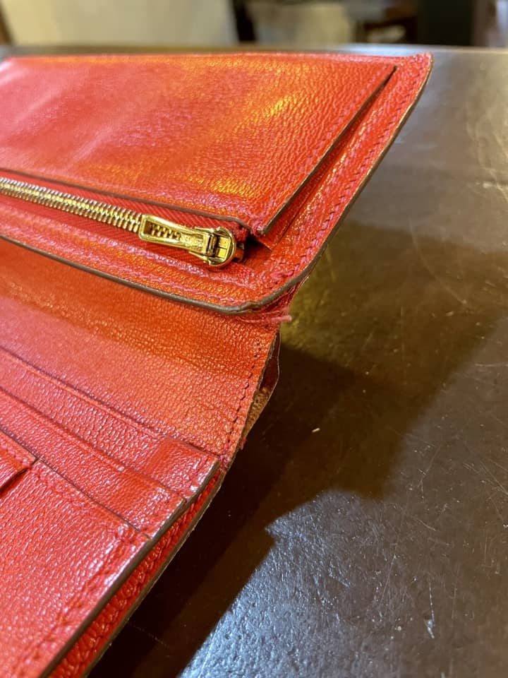 HERMES（エルメス）ベアン（クロコダイル）ほつれ縫い＆コバ補修 | 革小物修理