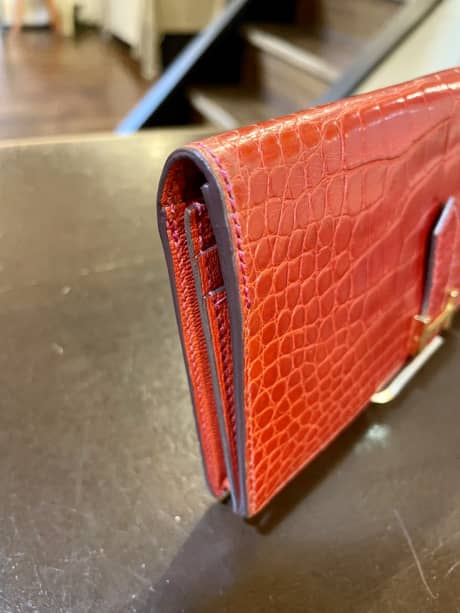 HERMES（エルメス）ベアン（クロコダイル）ほつれ縫い＆コバ補修 | 革小物修理