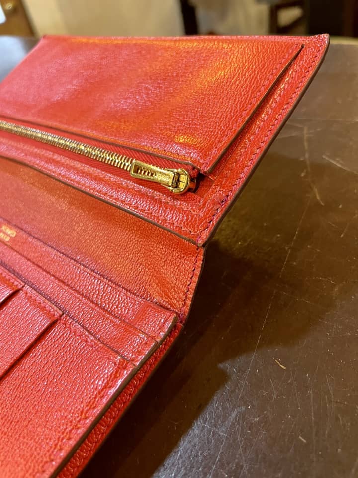 HERMES（エルメス）ベアン（クロコダイル）ほつれ縫い＆コバ補修 | 革小物修理