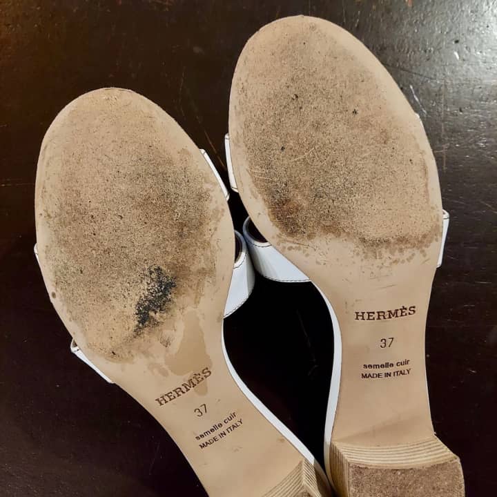 HERMES（エルメス）サンダル　ハーフラバーソール補強 | 靴修理