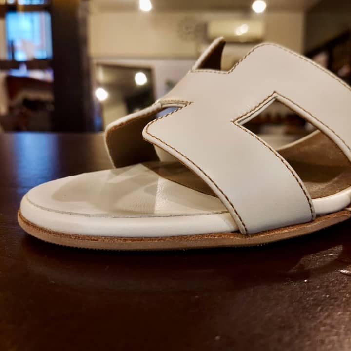 HERMES（エルメス）サンダル　ハーフラバーソール補強 | 靴修理